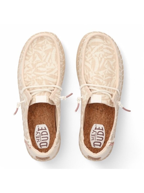 HEYDUDE Wendy Espadrille Retro Palm Pale Pink/White size 9 - Picture 2 of 9